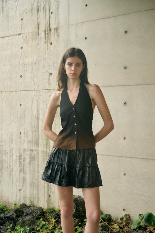 Crinkled A-line skirt