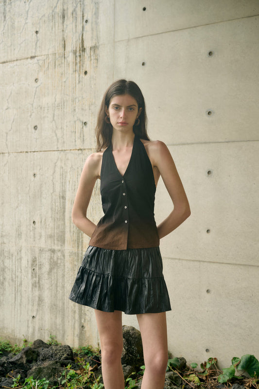 Crinkled A-line skirt