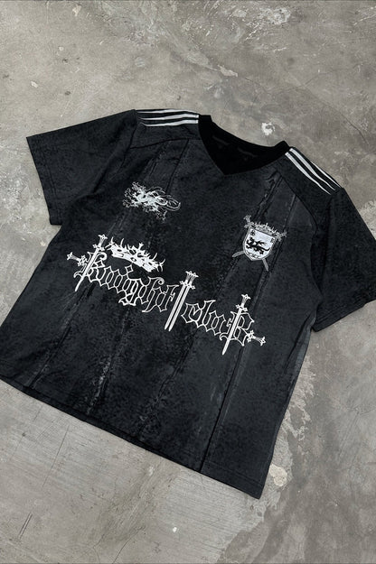 Dark Trend Black White Print Short Sleeve T-shirt