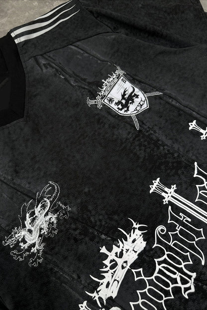 Dark Trend Black White Print Short Sleeve T-shirt