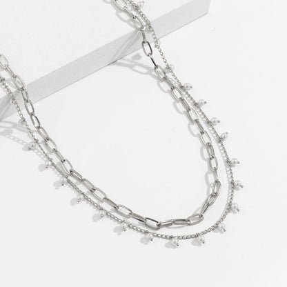 Faux Pearl Waist Chain Retro Multi Layer Geometric Body Chain