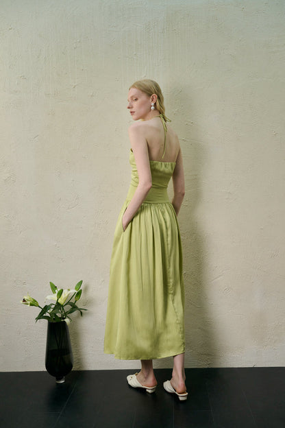Halterneck fit-and-flare dress