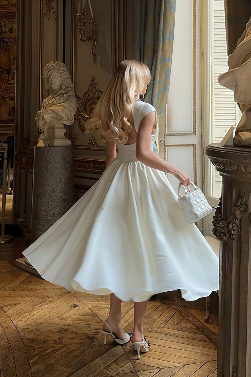 Minimalist Solid Backless Swing Midi Dress