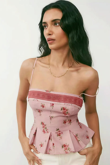 Pure Desire Floral Print Ruffled Cami Top