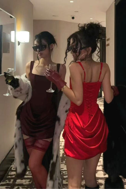 Sexy Boned Tie Cami Party Dress