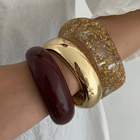 Smooth Wide Gold Foil Tie Dye Bracelet