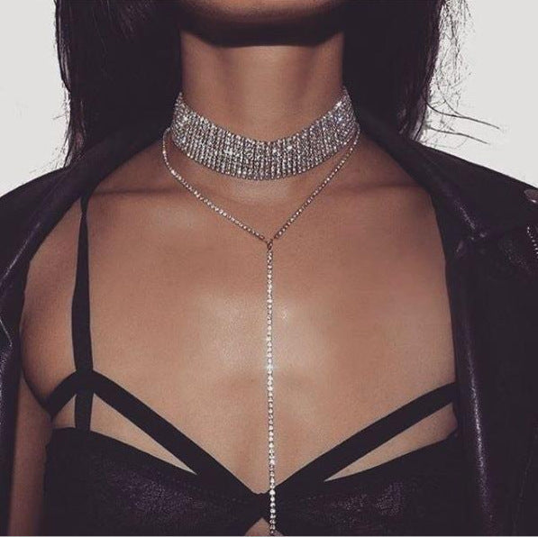 Stylish Multi Layer Full Rhinestone NeckLace