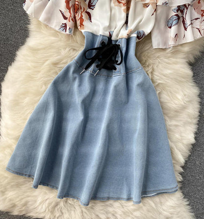Stylish printed patchwork dress A line dress S19