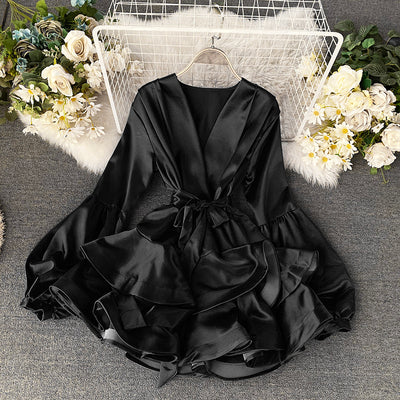 Stylish v neck long sleeve dress fashion dress S14